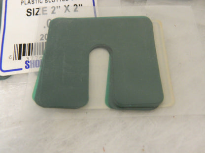 ShopAid 2" Wide x 2" Long Plastic Slotted Shim Green Qty 100 32025892