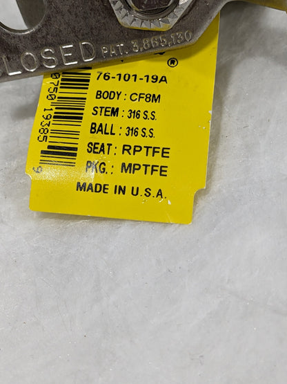 APOLLO® Manual Ball Valve: 1/4" Pipe, Standard Port, Stainless Steel 761011