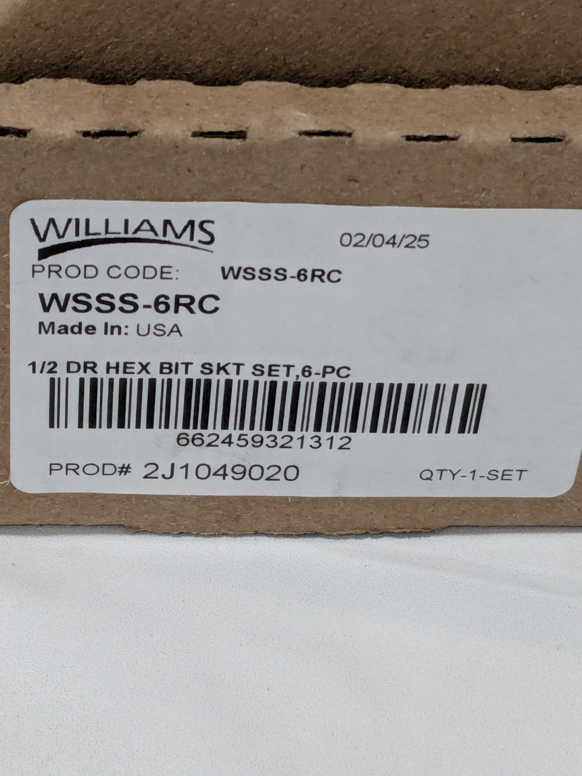 Williams Socket Set: 6 Pc, 1/2" Drive 12 Point, Chrome WWSSS-6RC
