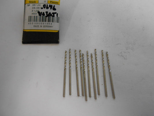 Guhring Jobber Drills 1.64mm x 20.00mm 118° HSS Qty. 10