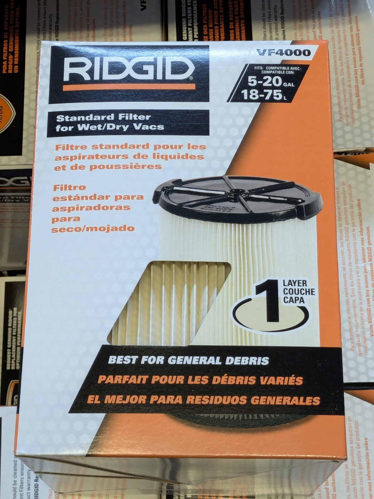 RIDGID 1-Layer Cartridge Filter VF4000 Wet Dry Vacuums Qty 12 72947