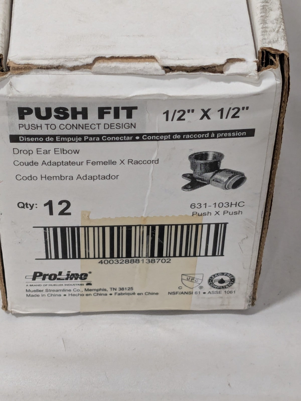 1/2" Push-to-Connect Tube x FNPT x Tube x Female Fitting Qty 10 631-103HC