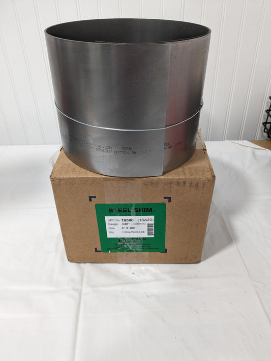 Precision Metal Shim Stock: Roll, 0.0200" Thick, 100" L, 6" W 16590