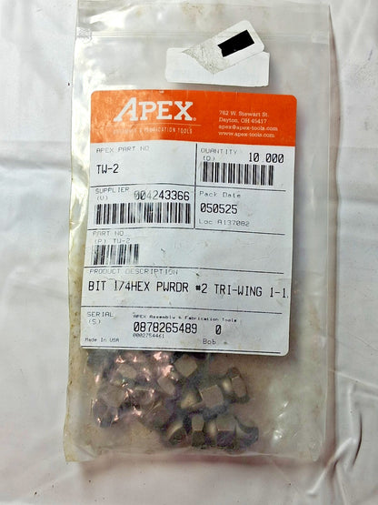 Apex Power Screwdriver Bits #2 Tri-Wing Speciality Point QTY10 TW-2