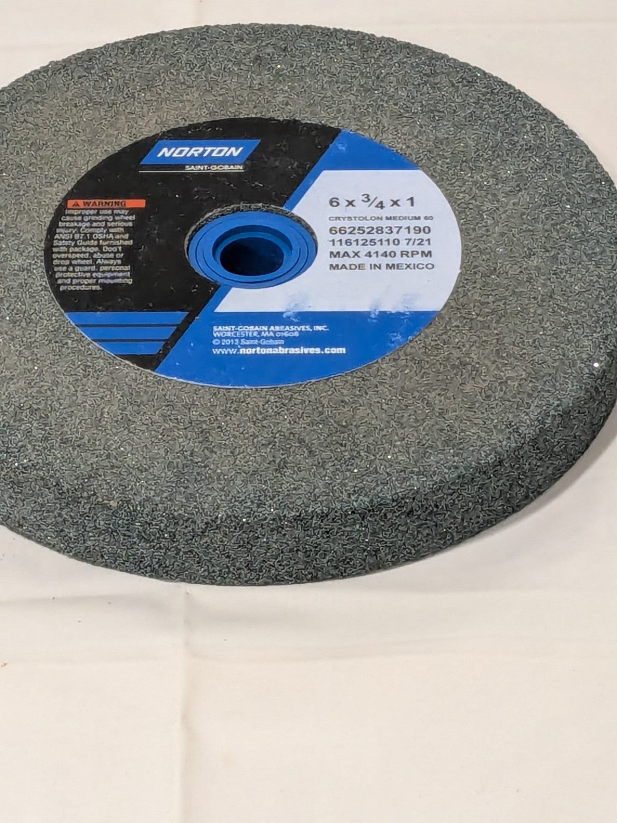 Norton Bench & Pedestal Grinding Wheel: 6" X 3/4" X 1" 66252837190