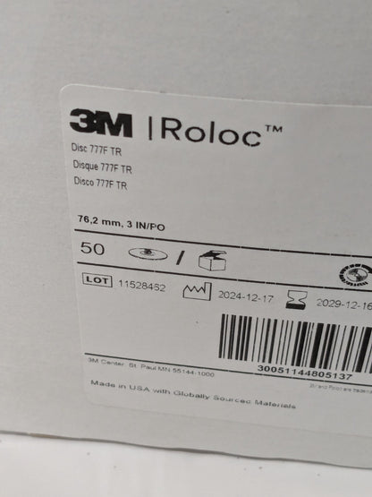 3M Quick-Change Disc: Roloc TR, 3" Dia, 120 Grit Box of 50 7000000557