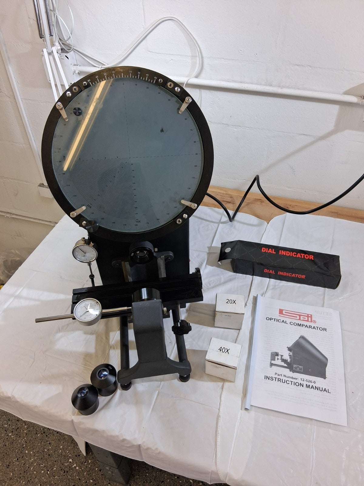 SPI Optical Comparator 12" Screen Dia Horizontal Orientation 12-526-0