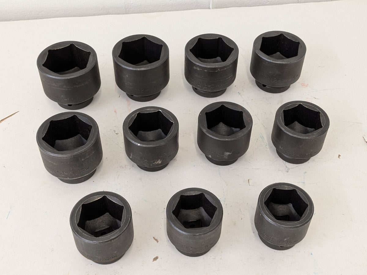 Proto 11 Piece Impact Socket Set 1" Drive 6 Point 2-1/16" to 2-15/16" Size Range