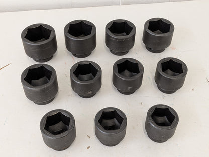 Proto 11 Piece Impact Socket Set 1" Drive 6 Point 2-1/16" to 2-15/16" Size Range