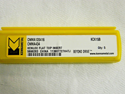 Kennametal  Carbide Turning Inserts CNMA434 Grade KCK15B Qty 5 5698263