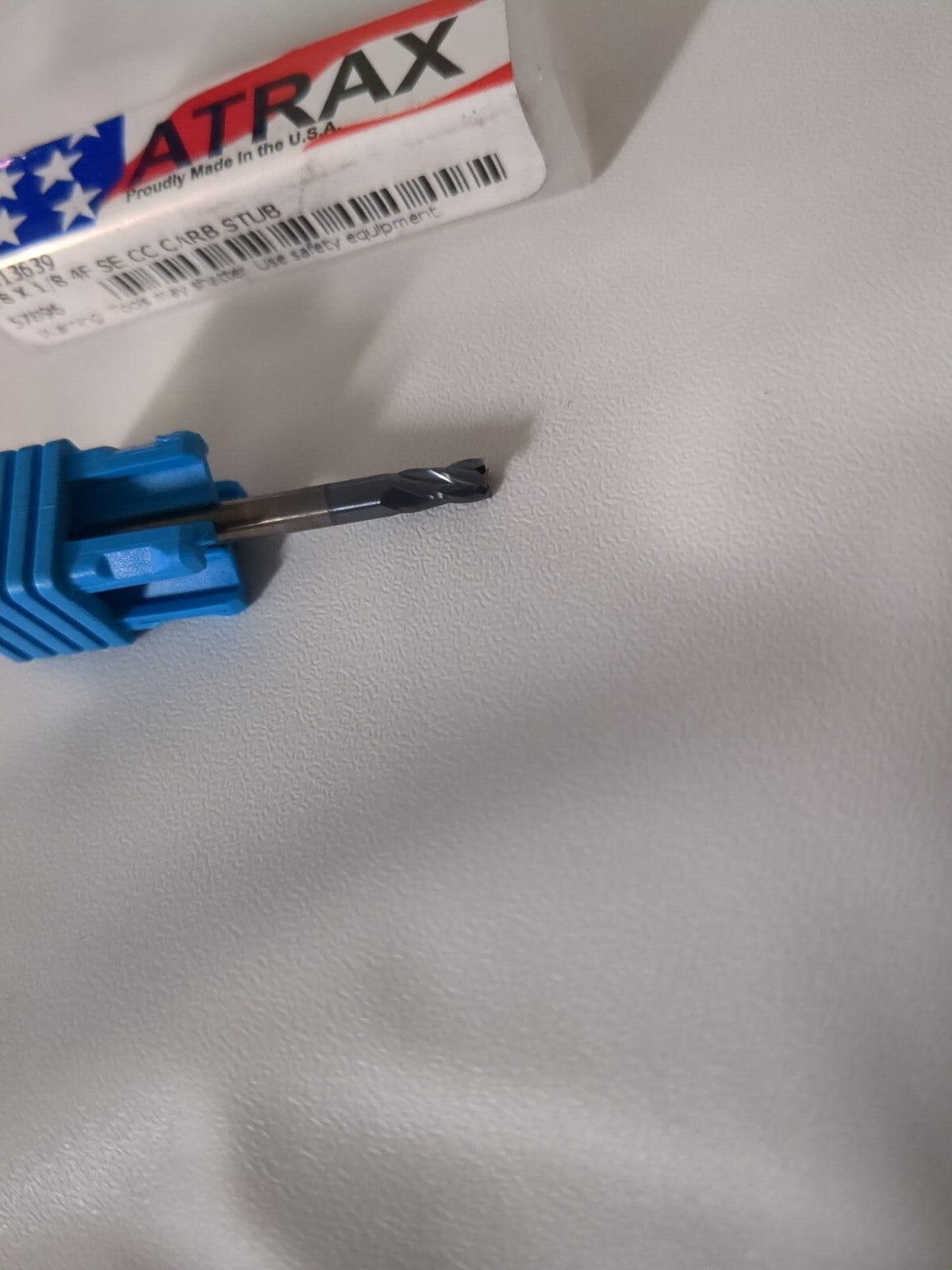 Atrax Square End Mill: 1/8" Dia, 1/4" LOC, 4 Flute, Solid Carbide 79413639