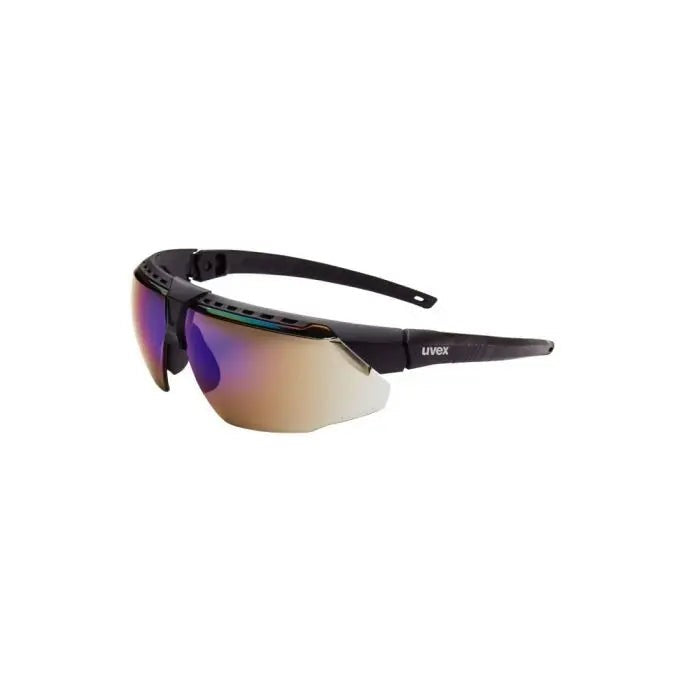 Uvex Avatar Safety Glasses, Black Frame, Blue Mirror Lens Box of 10 S2853
