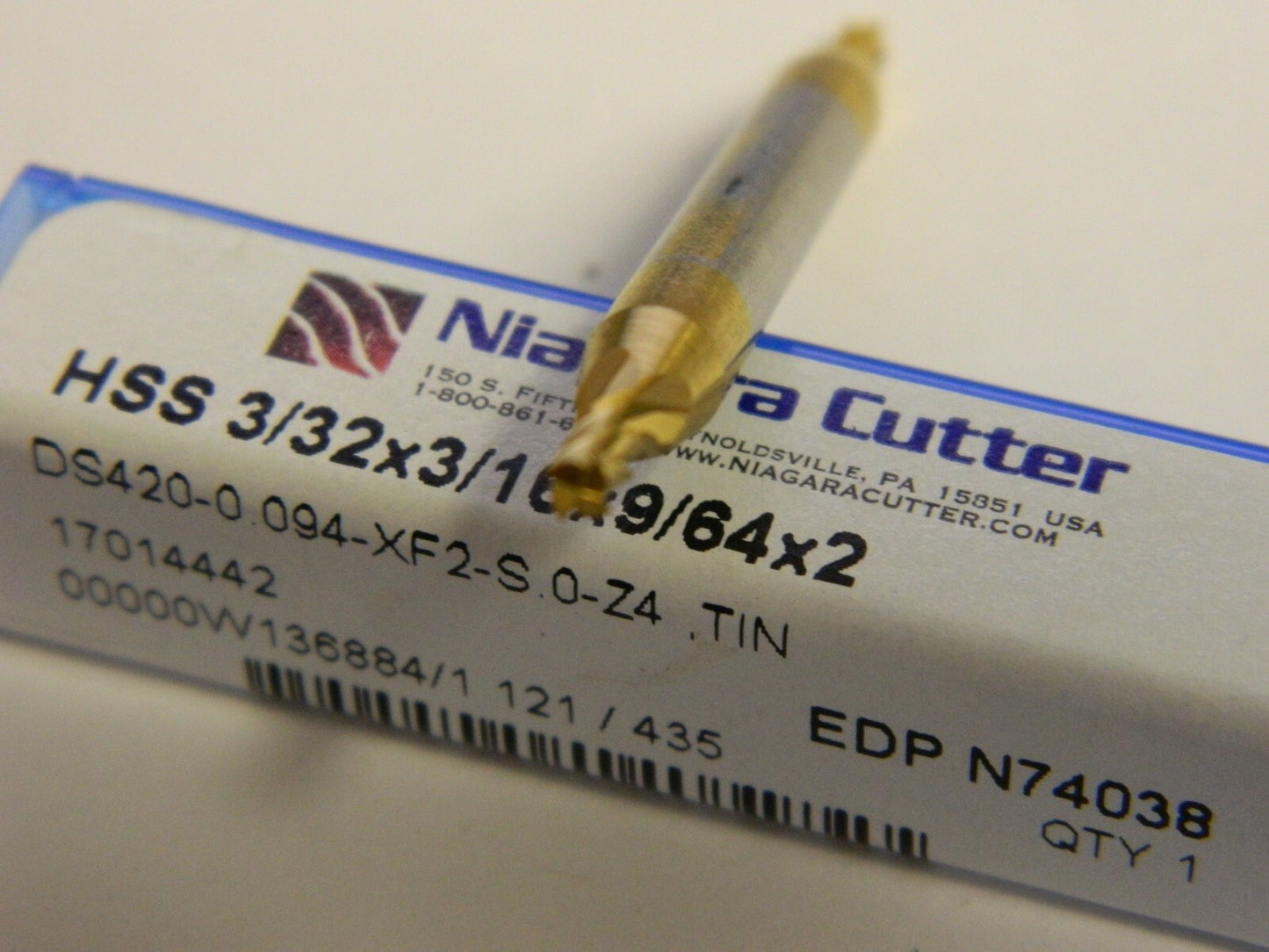 NIAGARA 3/32" SIZE, 9/64" LOC 4 FL HIGH SPEED STEEL MINIATURE END MILL