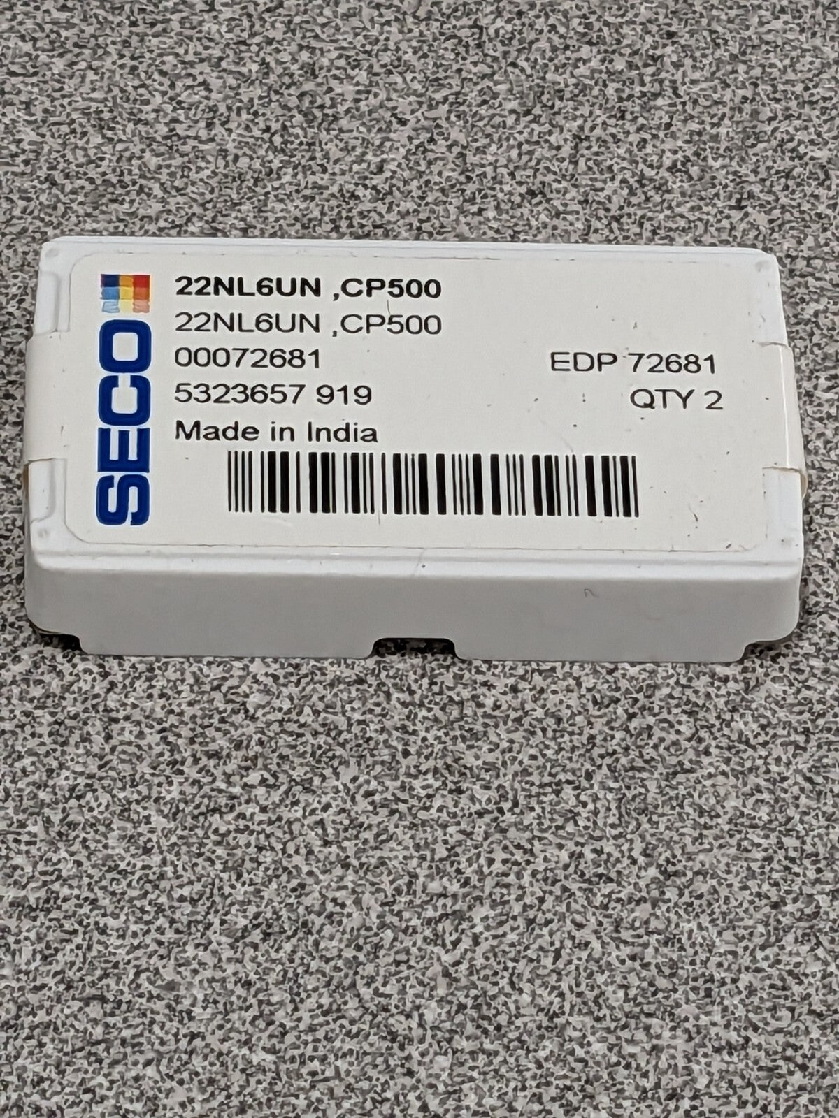 Seco Carbide Thread Insert 22NL 6UN CP500 Qty 1 72681