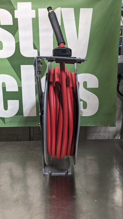 PRO-SOURCE Hose Reel with Hose 3/8" ID x 50' Spring Retract 300 psi Damaged