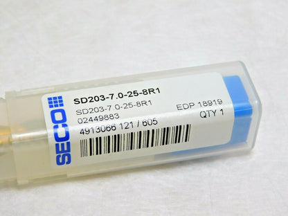 Seco Carbide Screw Machine Drill Bit TiAlN 7mm 140° SD203-7.0-25-8R1 189169