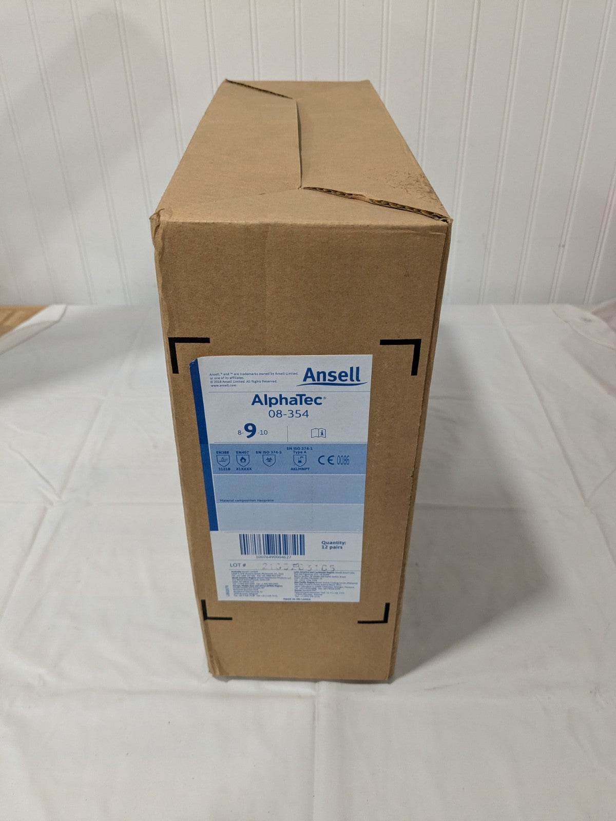 Ansell Chemical Resistant Glove: Neoprene, Qty 12 Pairs SZ L 08-354