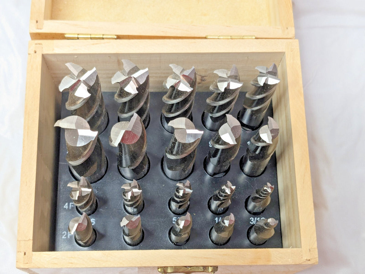 20 Piece End Mill Set Square End Cobalt Uncoated Single End 2&4FL 723-2520