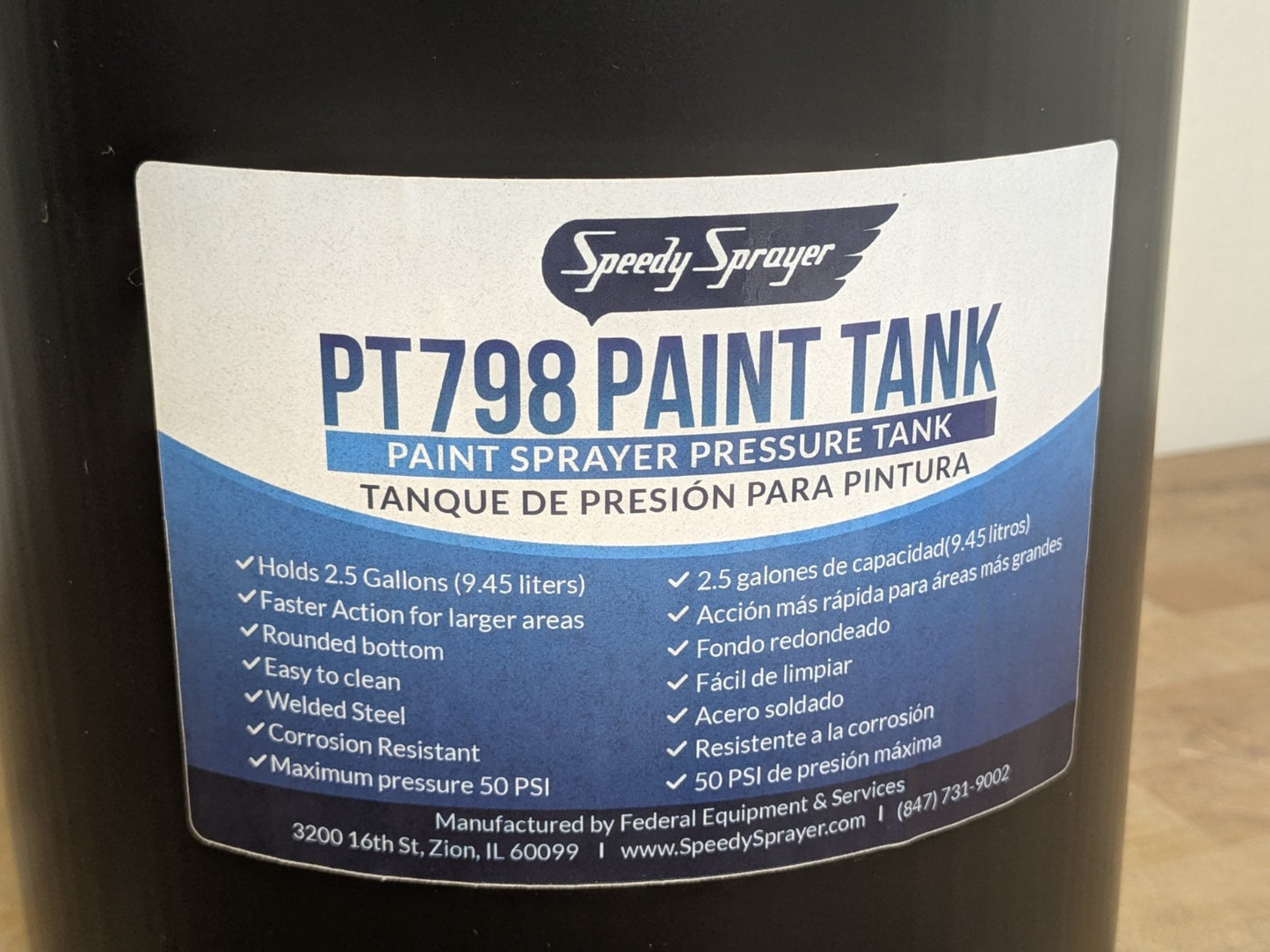 Speedy Steel Pressure Tank for Paint Sprayer 2-1/2 Gallon Capacity PT798RG