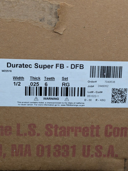 Starrett Welded Band Saw Blade: 10' Long x 1/2" Wide, 6 TPI Qty 4 14748