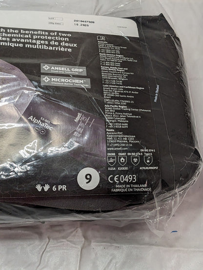 Ansell Chemical-Resistant Gloves Alphatec Size 9 Qty 6 Pairs 53-001/9