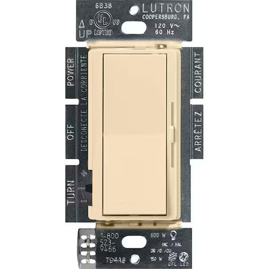 Lutron DV-603P-IV DIVA 3-Way 600W Incandescent Paddle Switch/Slide Dimmer Ivory