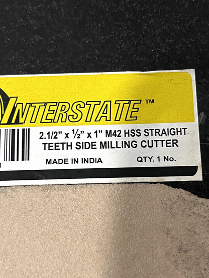 interstate 2–1/2" Diam x 1/2" Face Width Straight Tooth Side Milling Cutter