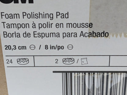 3M Foam Polishing Pads 05725 Single Sided Flat Backed 8" QTY 24 pcs 7000000484