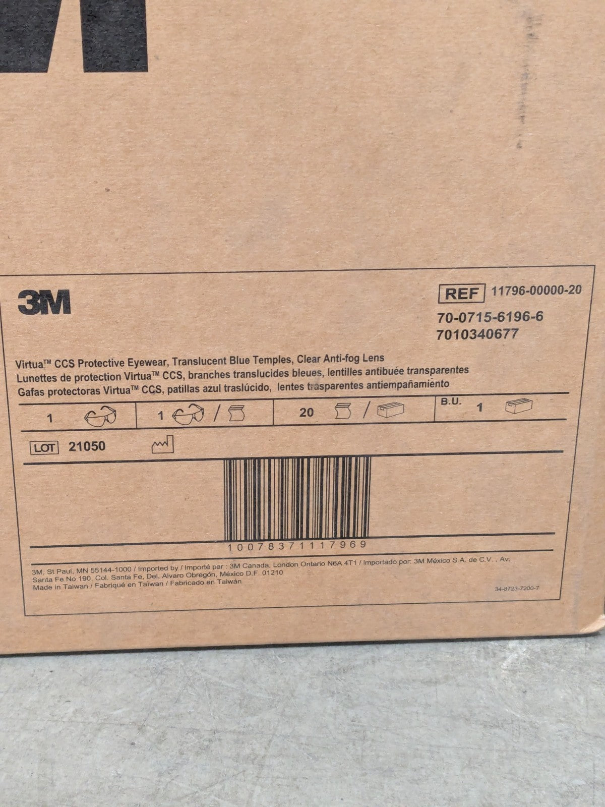 (20) 3M Safety Glasses: Anti-Fog & Scratch-Resistant, Polycarbonate 7010340677