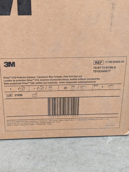 (20) 3M Safety Glasses: Anti-Fog & Scratch-Resistant, Polycarbonate 7010340677