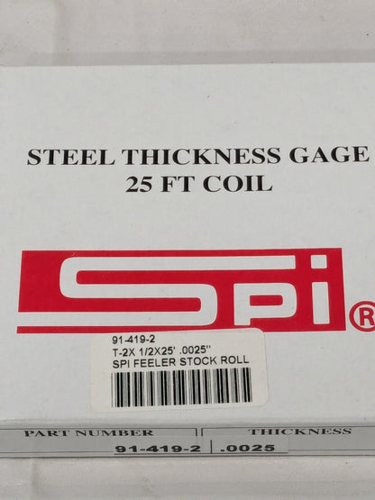 SPI Feeler Stock Roll: 0.0025" Thick, 1/2" Wide, 25' Long 91-419-2