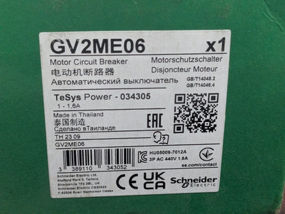 Schneider Electric TeSys Motor Circuit Breaker 1-1.6A GV2ME06
