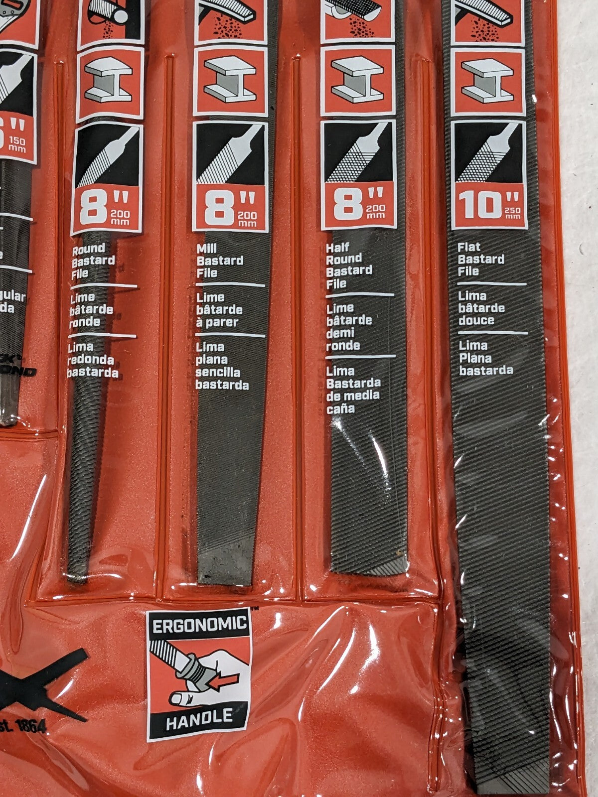 Nicholson 5Pc File Set With Ergonomic Handles 6", 8" &amp; 10" 22