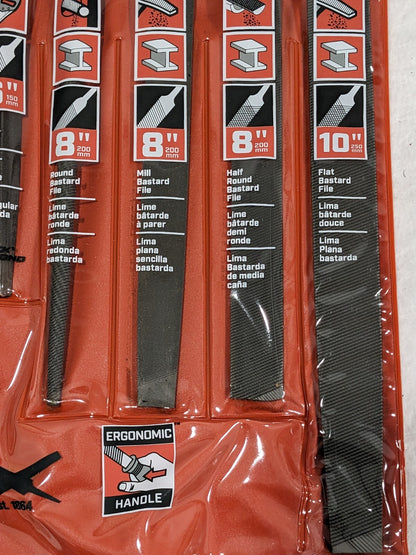 Nicholson 5Pc File Set With Ergonomic Handles 6", 8" &amp; 10" 22
