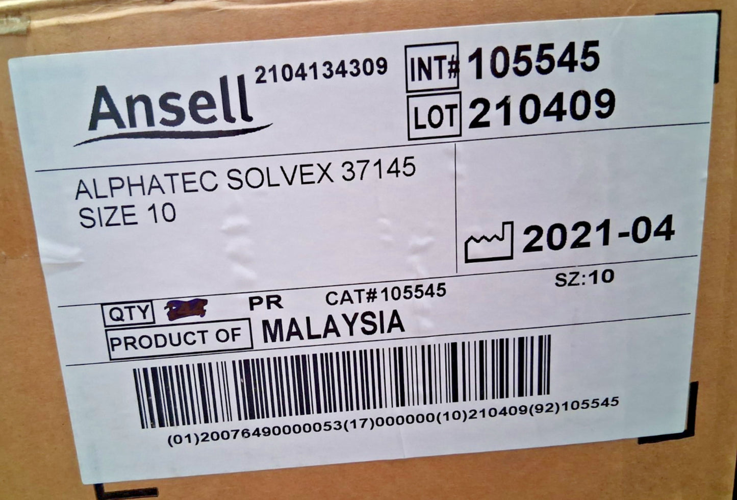 Ansell Nitrile Chemical Gloves AlphaTec Solvex 13in 11mil Size 10 QTY20 105545