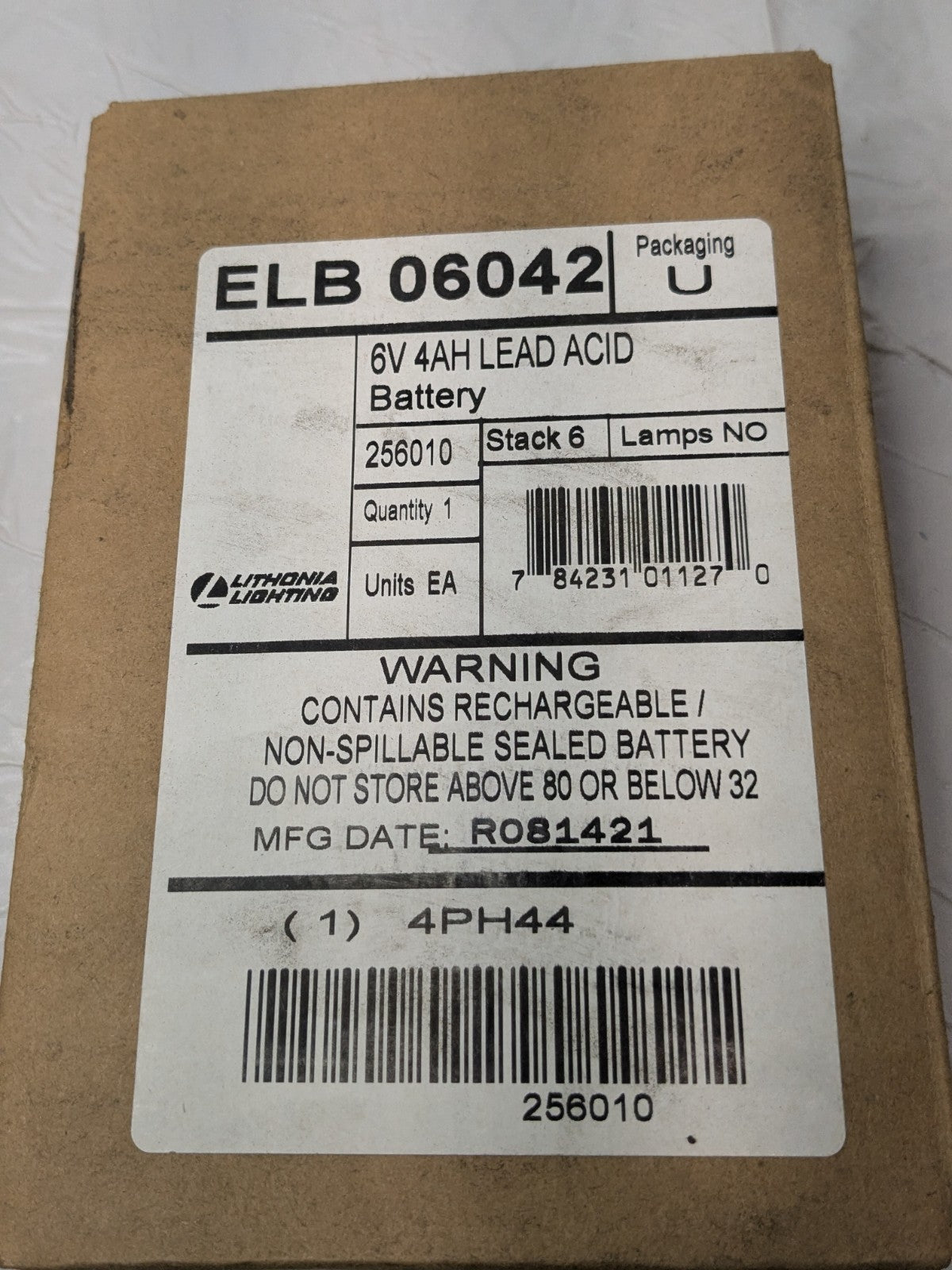 Lithonia Lighting Light Fixture Replacement Battery ELB06042 256010