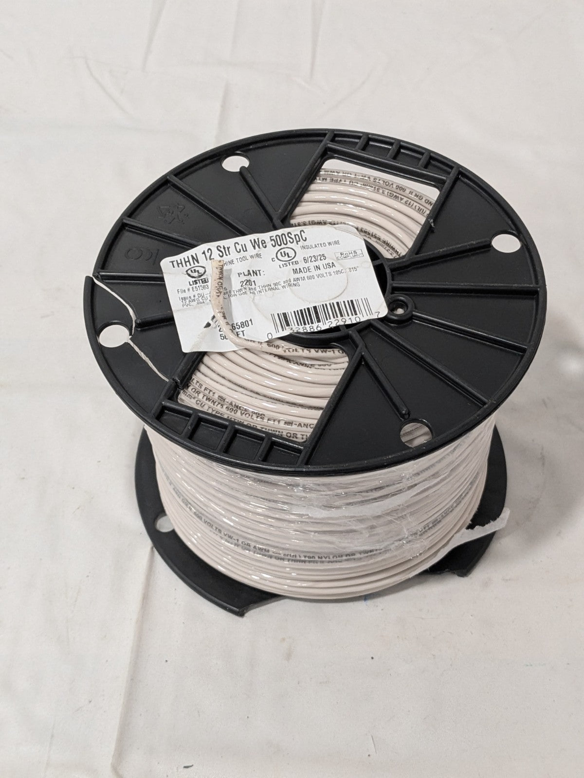 Southwire Building Wire: THHN, 12 AWG, Nylon, Stranded Core, 500' L 22965801
