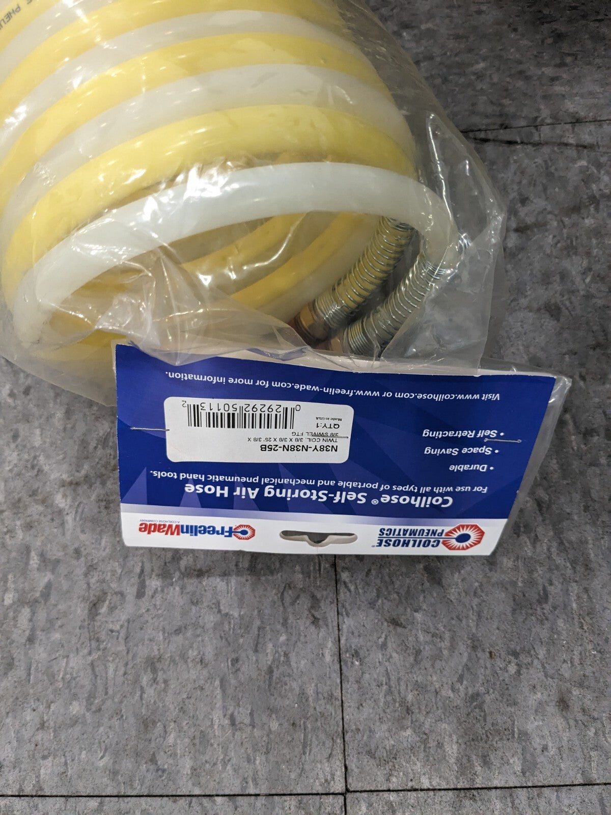 COILHOSE PNEUMATICS Coiled & Self Storing Hose: 3/8 ID N38Y-N38N-25B