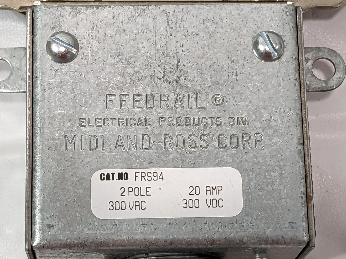 Midland-Ross Feedrail Trolley 2P 20A 300VAC 300VDC FRS-94