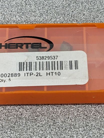 Hertel Threading Insert: ITP2L HT10, Carbide Qty 5 53829537