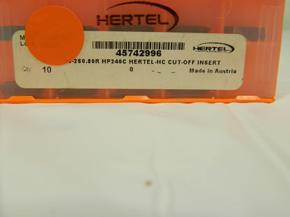 HERTEL 16 2S0.80R HP240C Carbide Cutoff Insert Qty 9 45742996