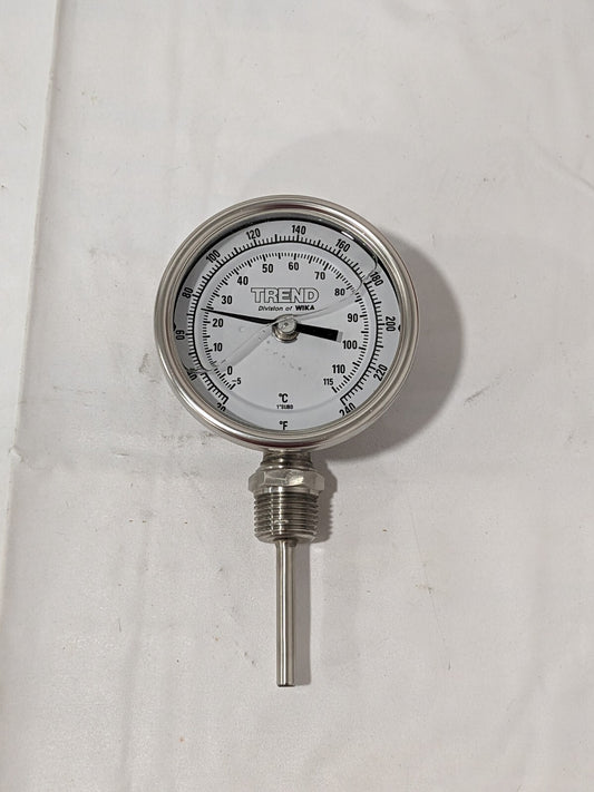 Wika Bimetal Dial Thermometer: 20 to 240 ° F, 2-1/2" Stem Length 31025A007A4SF
