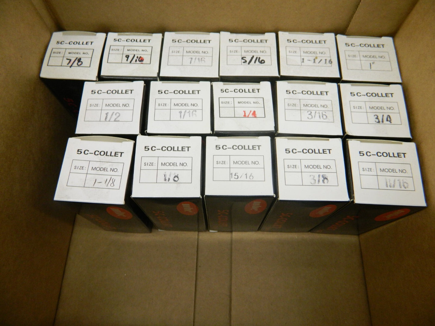 5C Collet Set: 16 Pc, 1/16 to 1-1/8 Capacity INCOMPLETE 230-8018