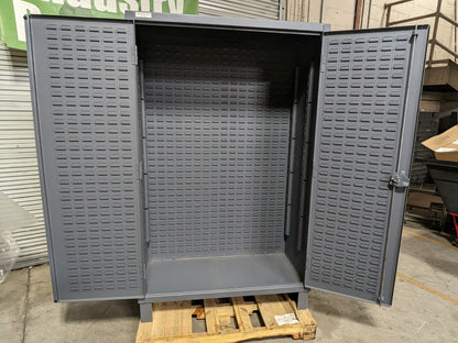 Durham Heavy Duty Storage Cabinet w/ Bins 78 x 48 x 24 Steel Gray SCRATCH N DENT