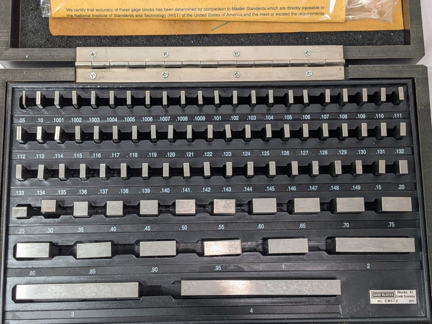 SPI 81 Piece Gage Block Set 0.05 to 4'' Range Economy Grade 30-912-0