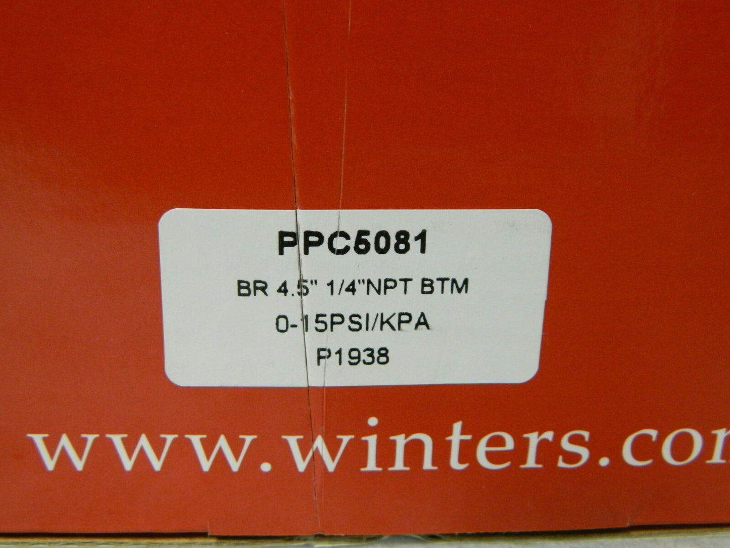 Winters Pressure Gauge 4-1/2" Dial 1/4 Thread 0-15 Scale Range PPC5081