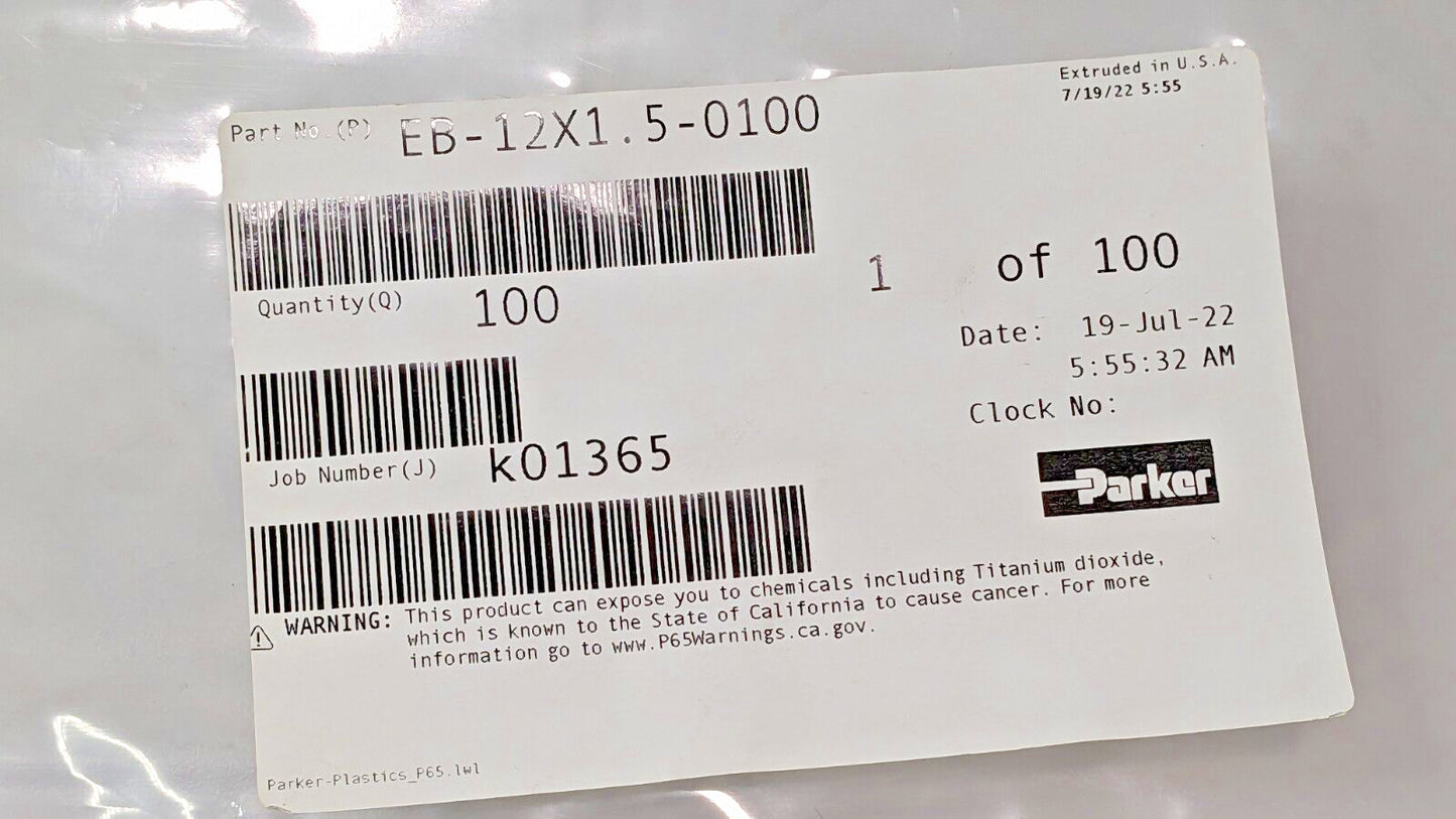 Parker Black Polyethylene Tubing 100 Ft 12mm Outside Diam EB-12X1.5-0100