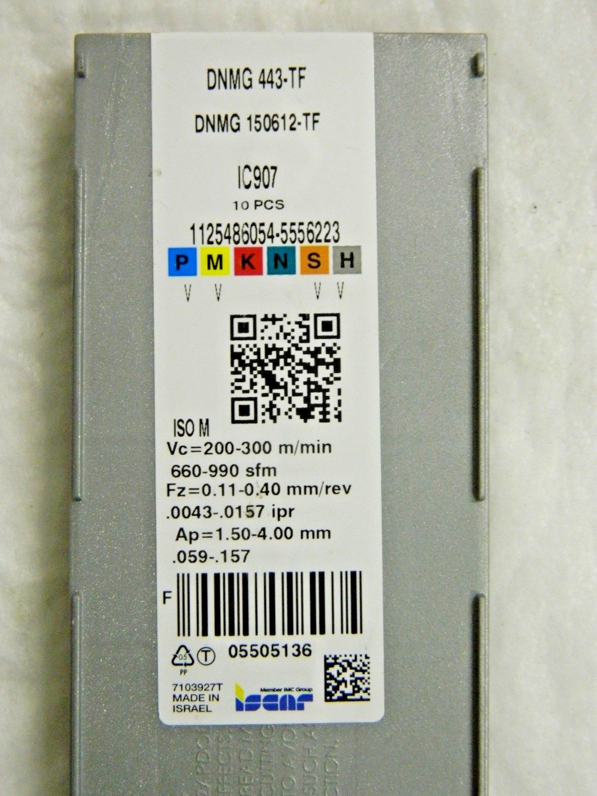 Iscar  Turning Insert: DNMG 443-TF IC907, Carbide pack of 7  5505136