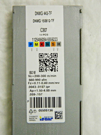 Iscar  Turning Insert: DNMG 443-TF IC907, Carbide pack of 7  5505136