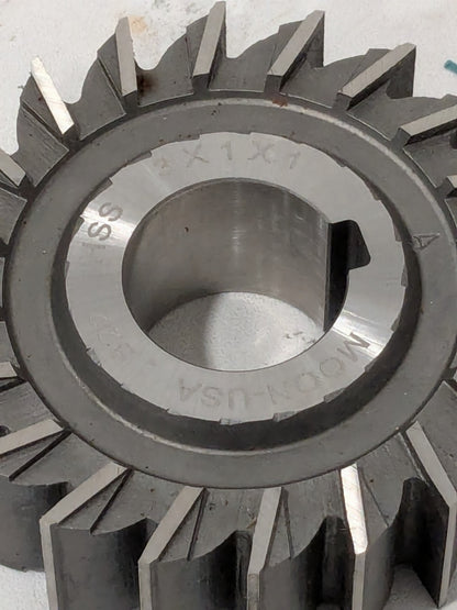 Moon Side Milling Cutter: 3" Diam X 1" Width X 1" Arbor Hole, 20 Teeth SM3100